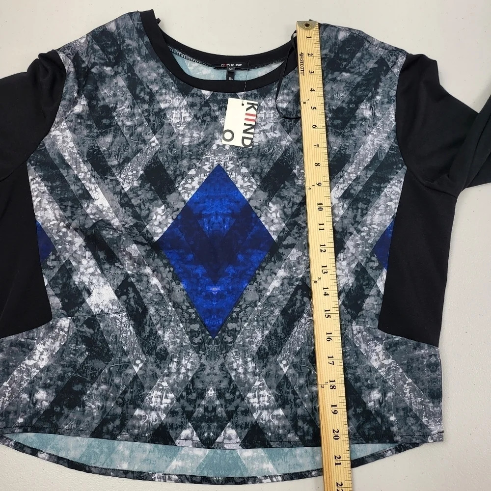 KIIND OF Medium Women's Blouse Top Black Multi Long Sleeve - Picture 11 of 16